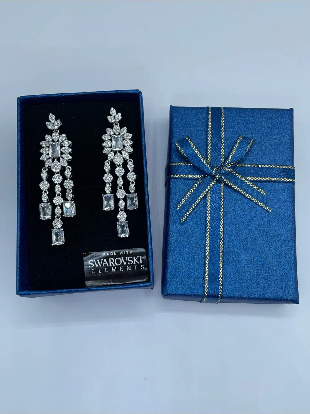 Swarovski Crystal Elements White Crystal Statement Dangle Bridal Earrings Formal